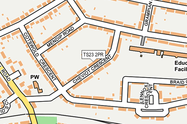 TS23 2PR map - OS OpenMap – Local (Ordnance Survey)