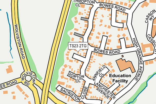 TS23 2TG map - OS OpenMap – Local (Ordnance Survey)