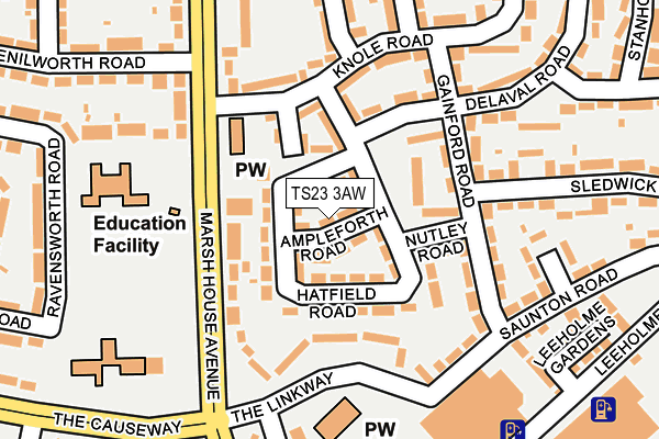 TS23 3AW map - OS OpenMap – Local (Ordnance Survey)