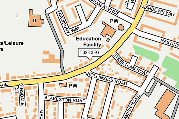 TS23 3EG map - OS OpenMap – Local (Ordnance Survey)