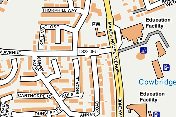 TS23 3EU map - OS OpenMap – Local (Ordnance Survey)