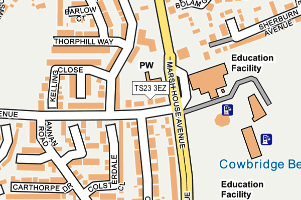 TS23 3EZ map - OS OpenMap – Local (Ordnance Survey)