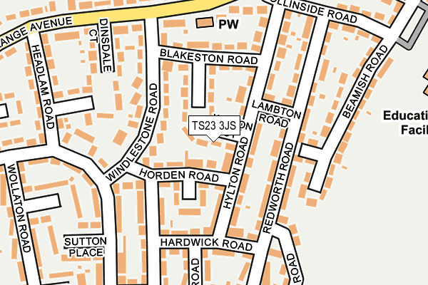 TS23 3JS map - OS OpenMap – Local (Ordnance Survey)