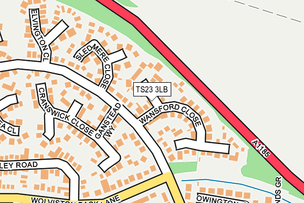 TS23 3LB map - OS OpenMap – Local (Ordnance Survey)