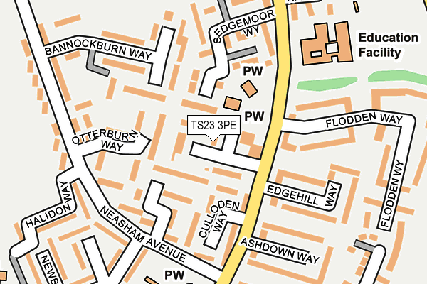 TS23 3PE map - OS OpenMap – Local (Ordnance Survey)