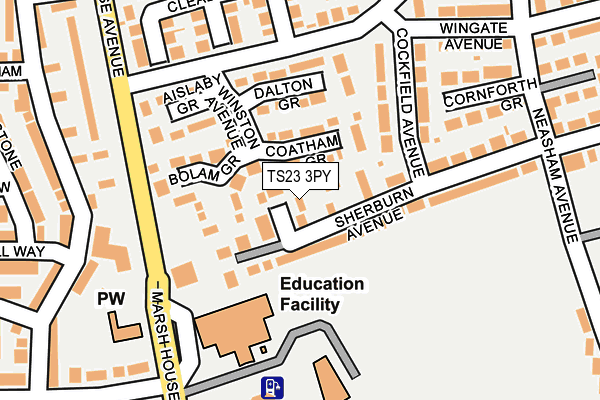 TS23 3PY map - OS OpenMap – Local (Ordnance Survey)