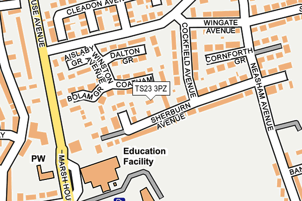 TS23 3PZ map - OS OpenMap – Local (Ordnance Survey)