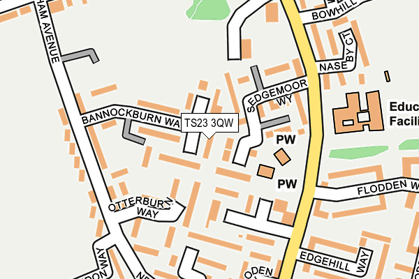 TS23 3QW map - OS OpenMap – Local (Ordnance Survey)