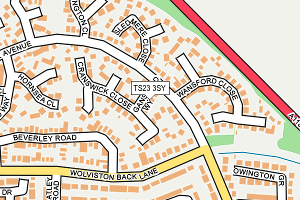 TS23 3SY map - OS OpenMap – Local (Ordnance Survey)