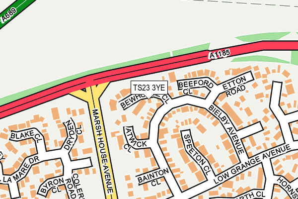 TS23 3YE map - OS OpenMap – Local (Ordnance Survey)