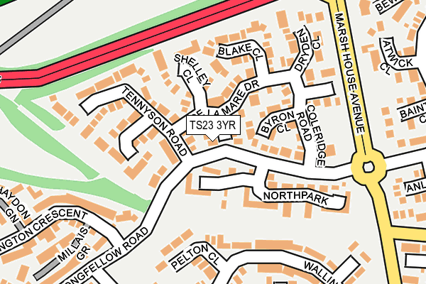 TS23 3YR map - OS OpenMap – Local (Ordnance Survey)