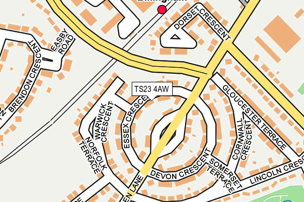 TS23 4AW map - OS OpenMap – Local (Ordnance Survey)