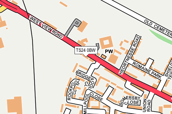 TS24 0BW map - OS OpenMap – Local (Ordnance Survey)