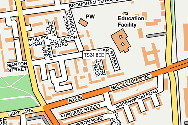 TS24 8EE map - OS OpenMap – Local (Ordnance Survey)