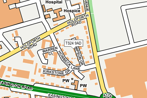 TS24 9AD map - OS OpenMap – Local (Ordnance Survey)