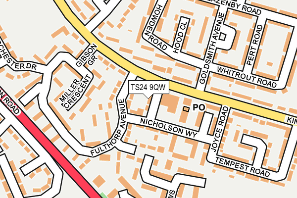 TS24 9QW map - OS OpenMap – Local (Ordnance Survey)