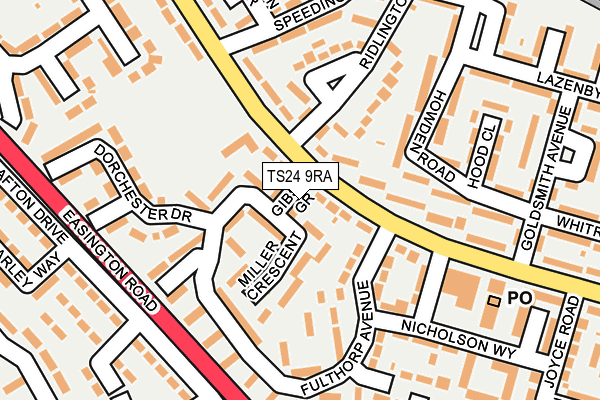TS24 9RA map - OS OpenMap – Local (Ordnance Survey)