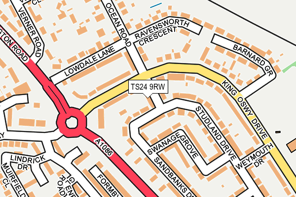 TS24 9RW map - OS OpenMap – Local (Ordnance Survey)