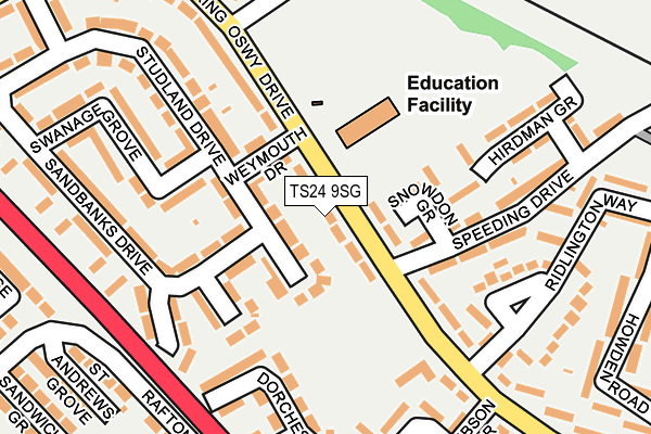 TS24 9SG map - OS OpenMap – Local (Ordnance Survey)