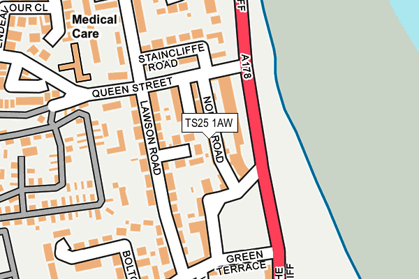 TS25 1AW map - OS OpenMap – Local (Ordnance Survey)
