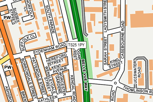 TS25 1PY map - OS OpenMap – Local (Ordnance Survey)