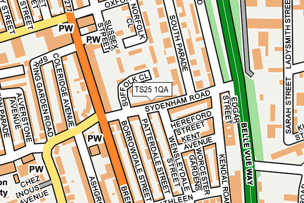 TS25 1QA map - OS OpenMap – Local (Ordnance Survey)