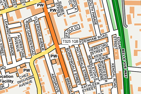 TS25 1QB map - OS OpenMap – Local (Ordnance Survey)