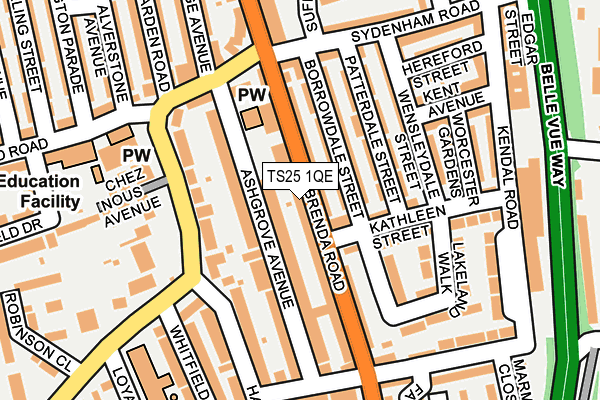 TS25 1QE map - OS OpenMap – Local (Ordnance Survey)
