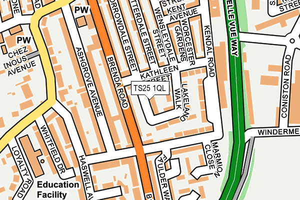 TS25 1QL map - OS OpenMap – Local (Ordnance Survey)