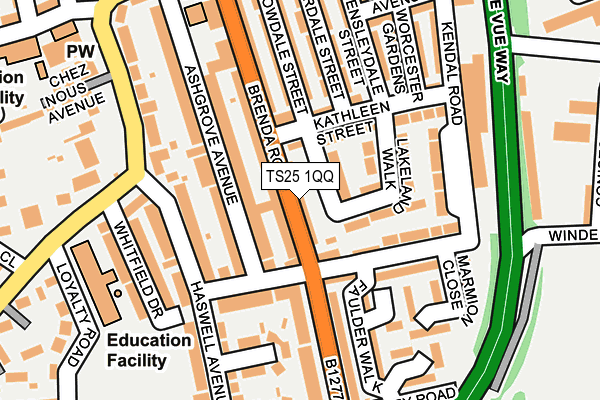 TS25 1QQ map - OS OpenMap – Local (Ordnance Survey)