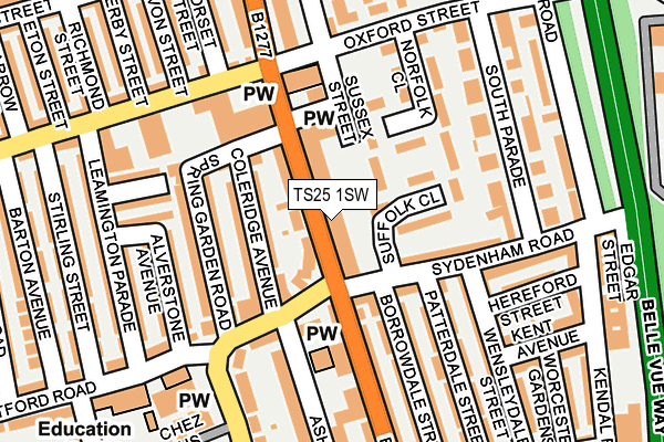 TS25 1SW map - OS OpenMap – Local (Ordnance Survey)