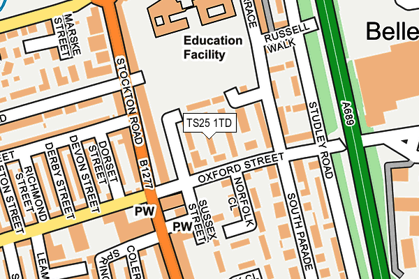 TS25 1TD map - OS OpenMap – Local (Ordnance Survey)