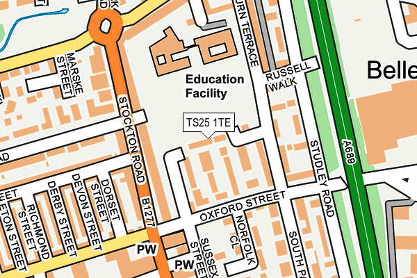 TS25 1TE map - OS OpenMap – Local (Ordnance Survey)