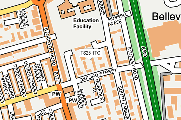 TS25 1TG map - OS OpenMap – Local (Ordnance Survey)