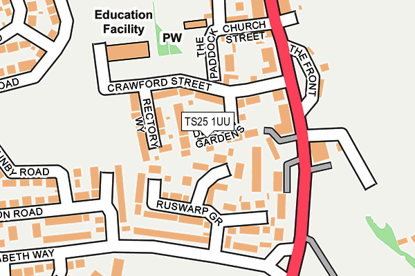 TS25 1UU map - OS OpenMap – Local (Ordnance Survey)