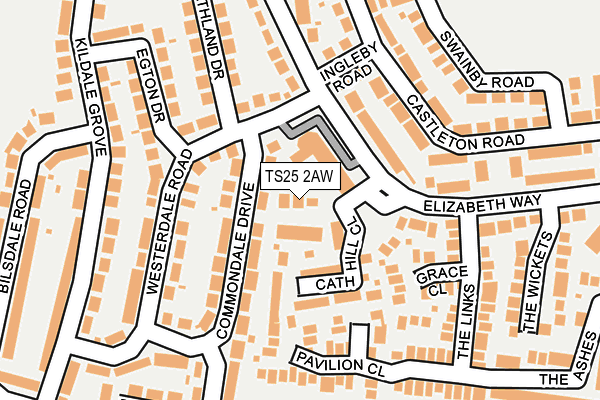 TS25 2AW map - OS OpenMap – Local (Ordnance Survey)