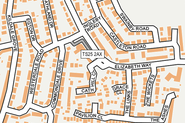 TS25 2AX map - OS OpenMap – Local (Ordnance Survey)