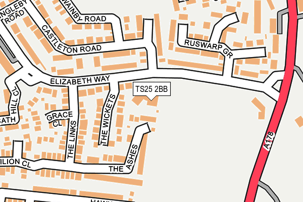 TS25 2BB map - OS OpenMap – Local (Ordnance Survey)