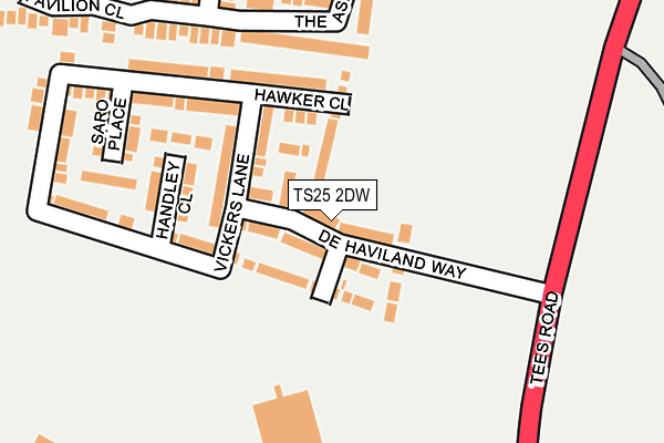 TS25 2DW map - OS OpenMap – Local (Ordnance Survey)