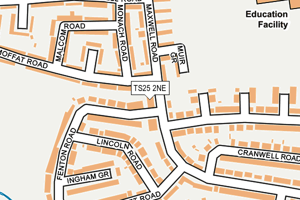 TS25 2NE map - OS OpenMap – Local (Ordnance Survey)