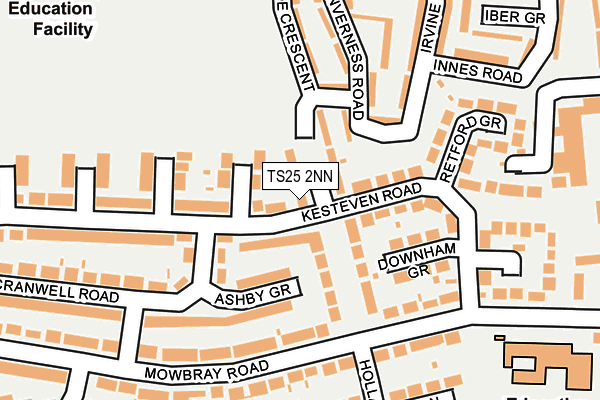 TS25 2NN map - OS OpenMap – Local (Ordnance Survey)