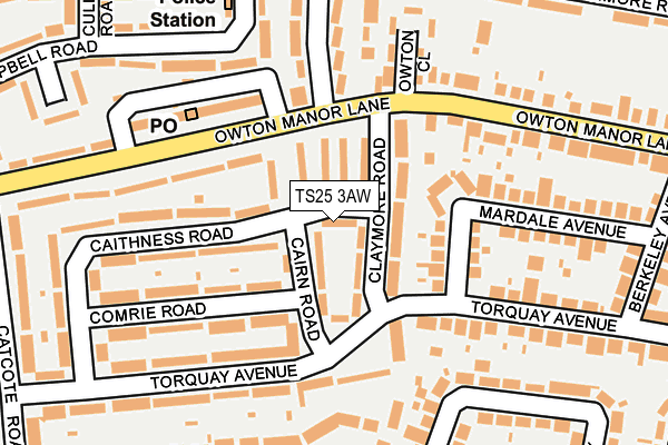 TS25 3AW map - OS OpenMap – Local (Ordnance Survey)