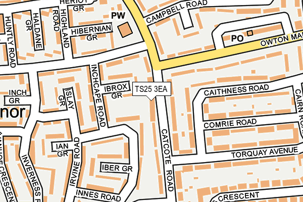 TS25 3EA map - OS OpenMap – Local (Ordnance Survey)