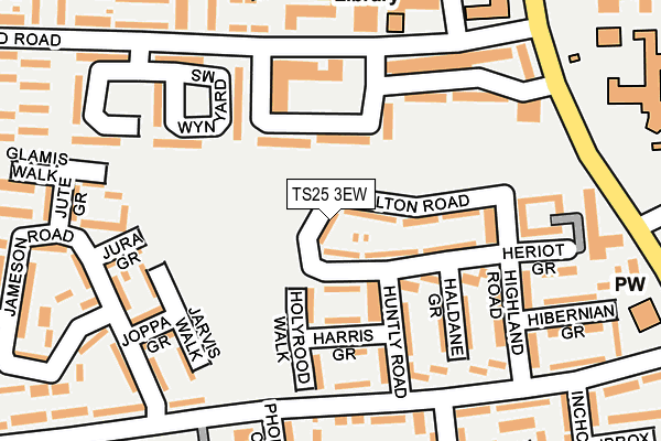 TS25 3EW map - OS OpenMap – Local (Ordnance Survey)