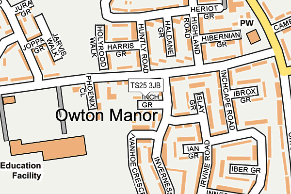 TS25 3JB map - OS OpenMap – Local (Ordnance Survey)