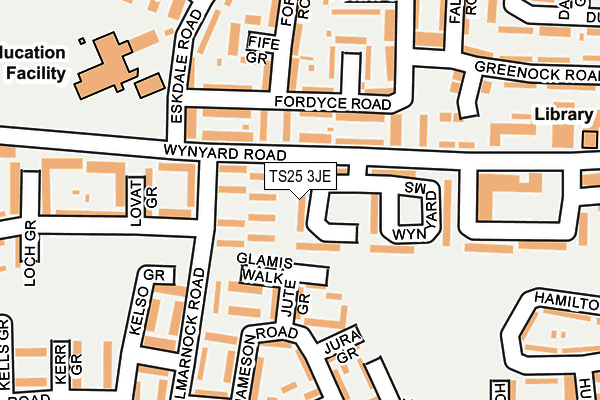 TS25 3JE map - OS OpenMap – Local (Ordnance Survey)