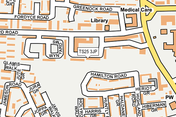 TS25 3JP map - OS OpenMap – Local (Ordnance Survey)