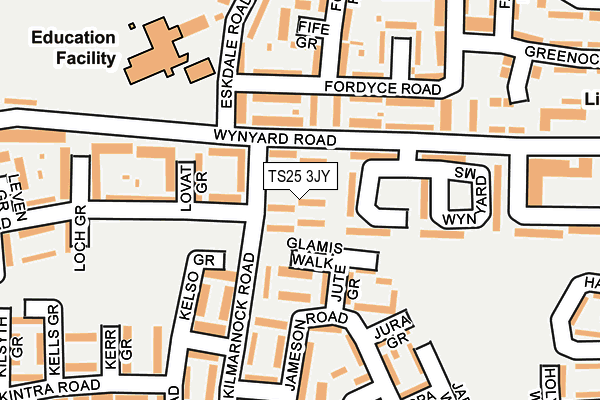TS25 3JY map - OS OpenMap – Local (Ordnance Survey)