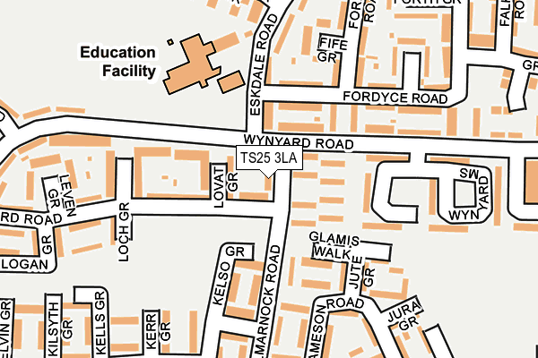 TS25 3LA map - OS OpenMap – Local (Ordnance Survey)