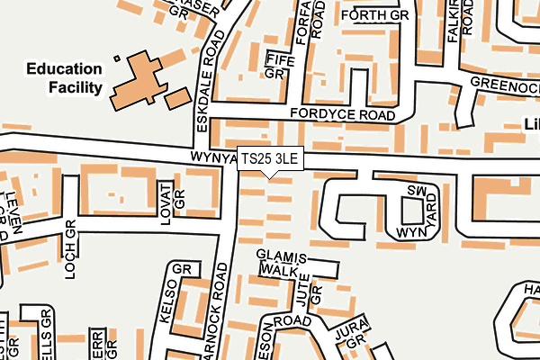 TS25 3LE map - OS OpenMap – Local (Ordnance Survey)